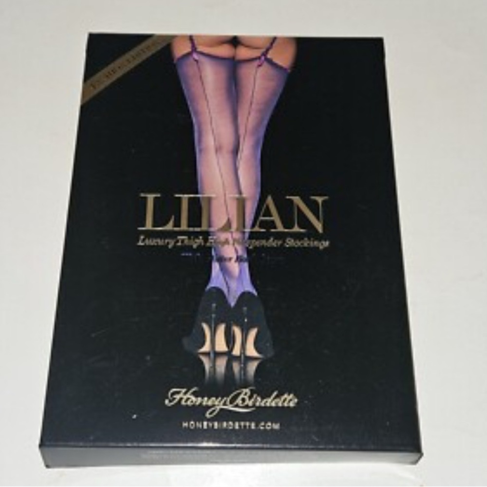 Honey Birdette Lilian Luxury Thigh High Stockings - Shimmering Purple